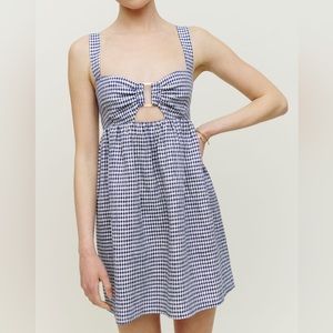 NWOT REFORMATION Noel Linen Dress in Challah Check Gingham